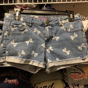 Bow print Jean shorts